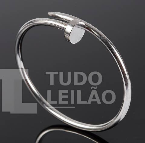 CARTIER. Juste Un Clou. Pulseira masculina, modelo grande (3,50 mm) com acabamento em ródio. Tam. 18